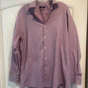 Hugo Boss Sharp Fit Dress Shirt Men’s Size 15.5 32/33 Purple Micro Check Long Sl